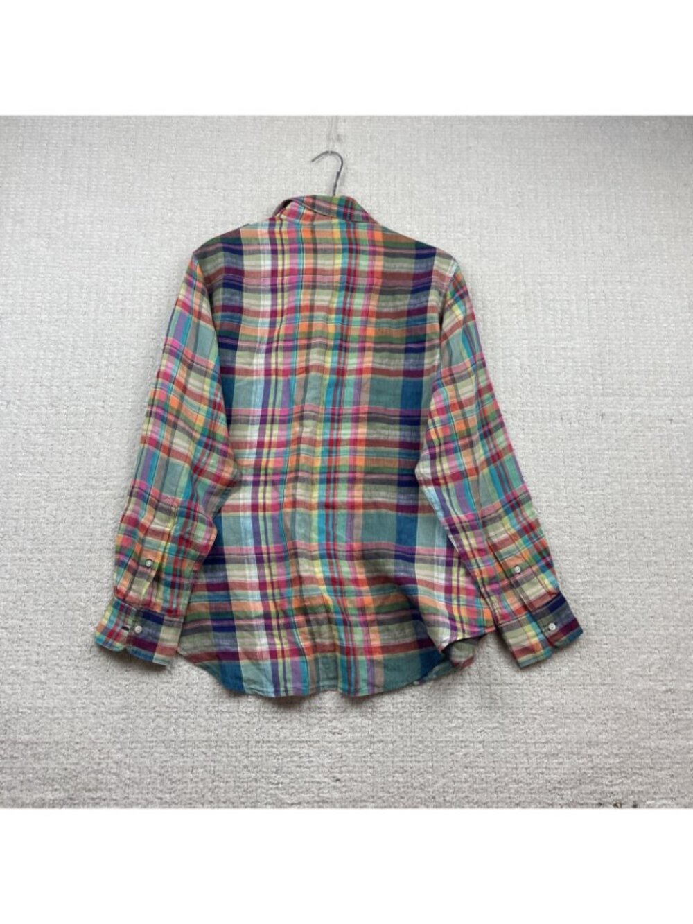 Polo Ralph Lauren Western Linen Button Up Dress Shirt Men Sz M Multicolor Plaid - Picture 13 of 16